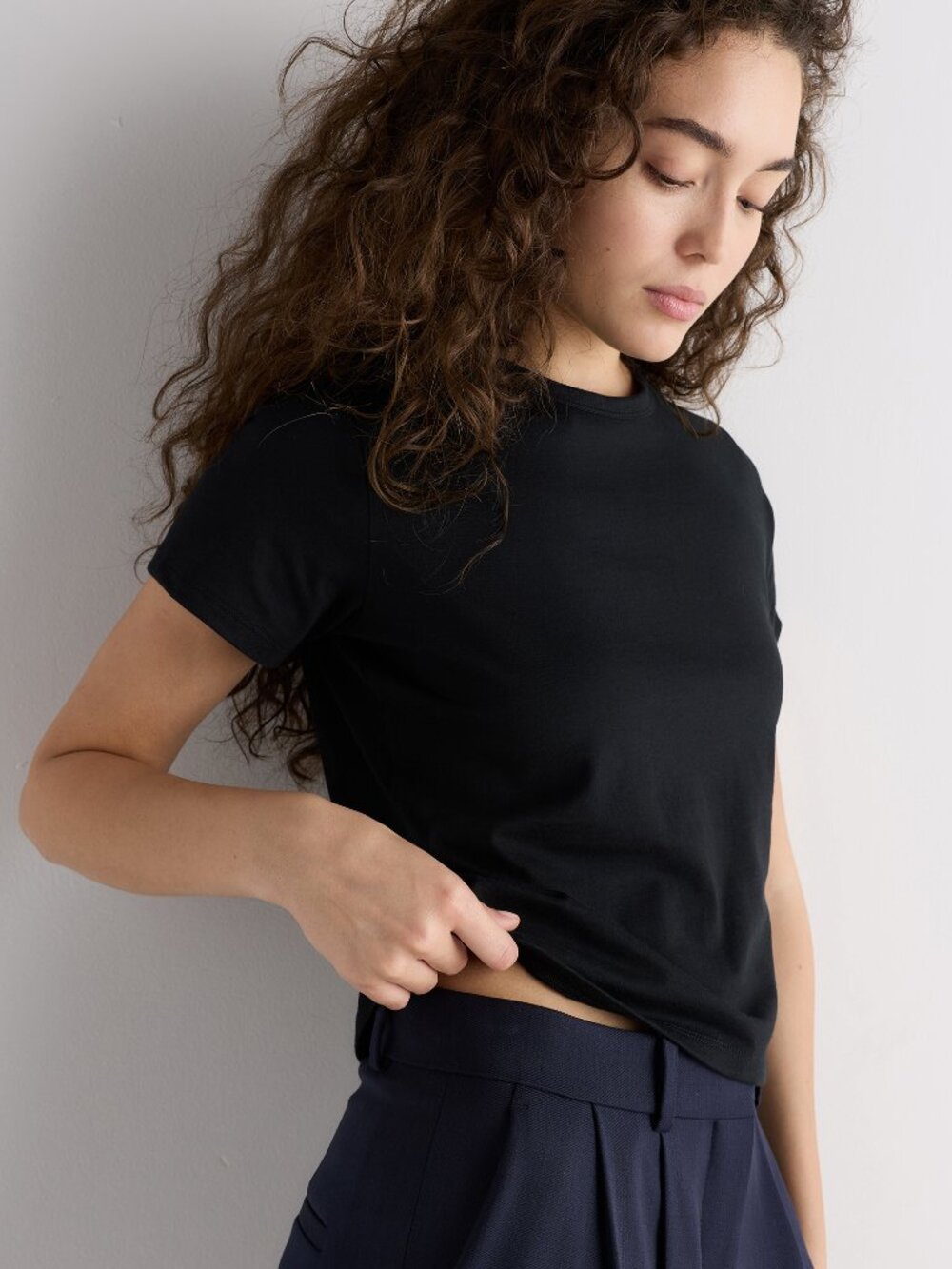 Pima Cotton Slim Fit Tee in Black